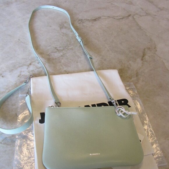 Jil Sander Medium "Link" Crossbody Bag in Aquamarine & Silver Hardware NWT - Picture 3 of 16